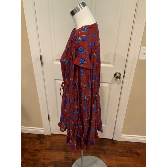 Free People Red & Blue Floral Long Sleeve Mini Dress, Size XS - Picture 4 of 6